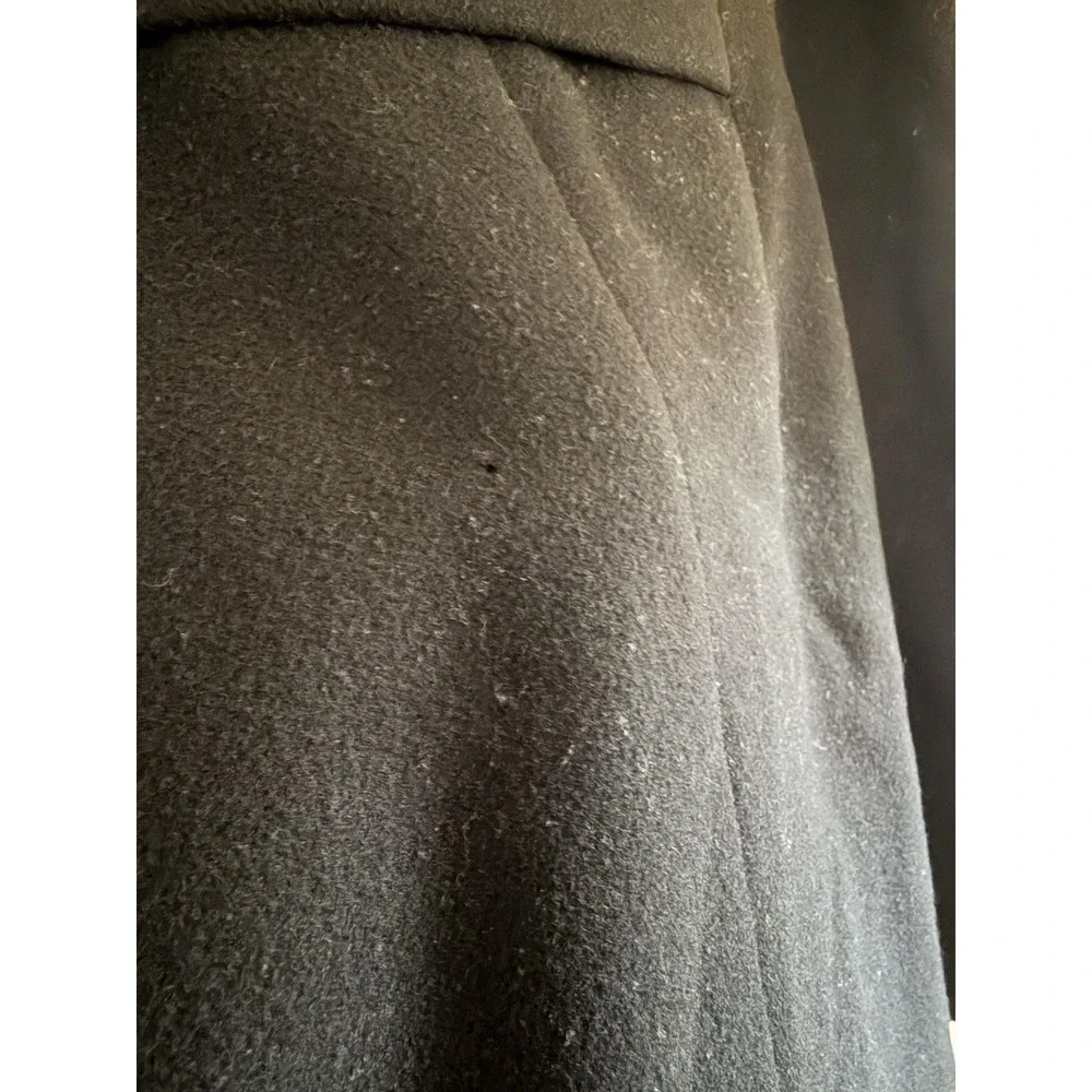 Anne Klein Coat Womens 16 Black Wool Single Breasted Collared Mid Length Lined